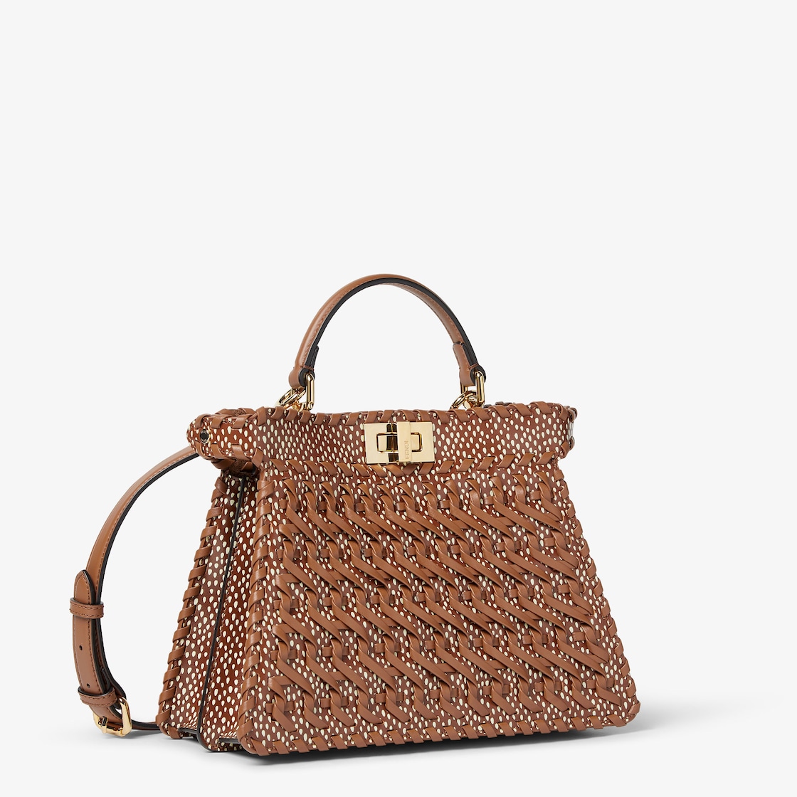 FENDI Peekaboo ISeeU Small Brown interlaced leather bag - Image 5